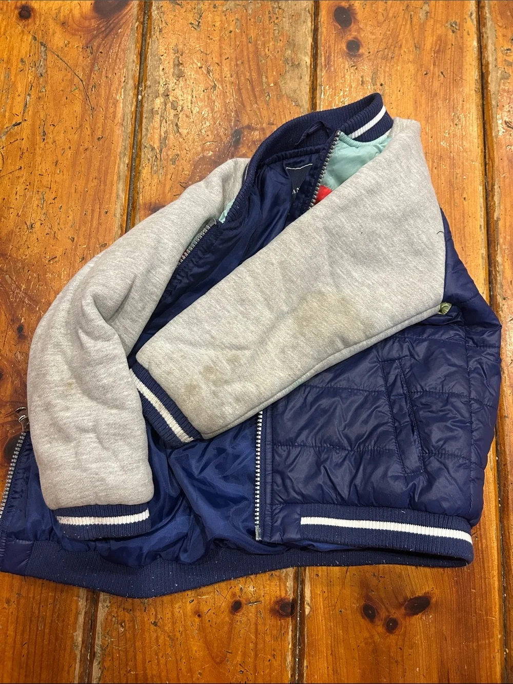 Colorblock Puffer Jacket with Stripe Accents